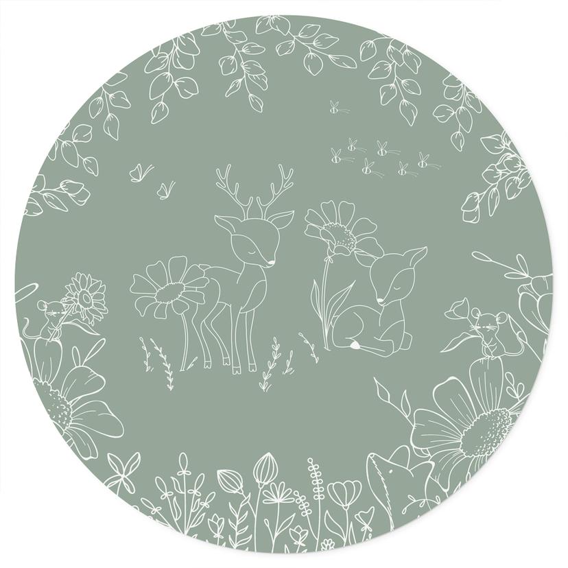 Wandtattoo Zwei Rehe auf der Blumenwiese - Oliver Robins - Rund