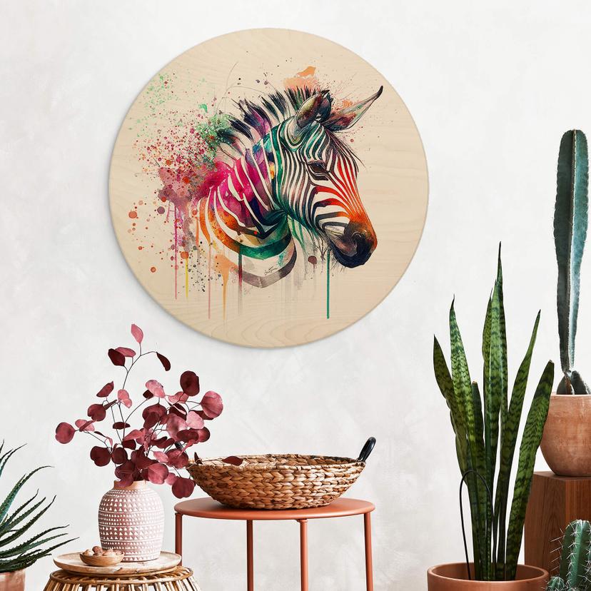 Stampa su legno Heine - Rainbow Zebra