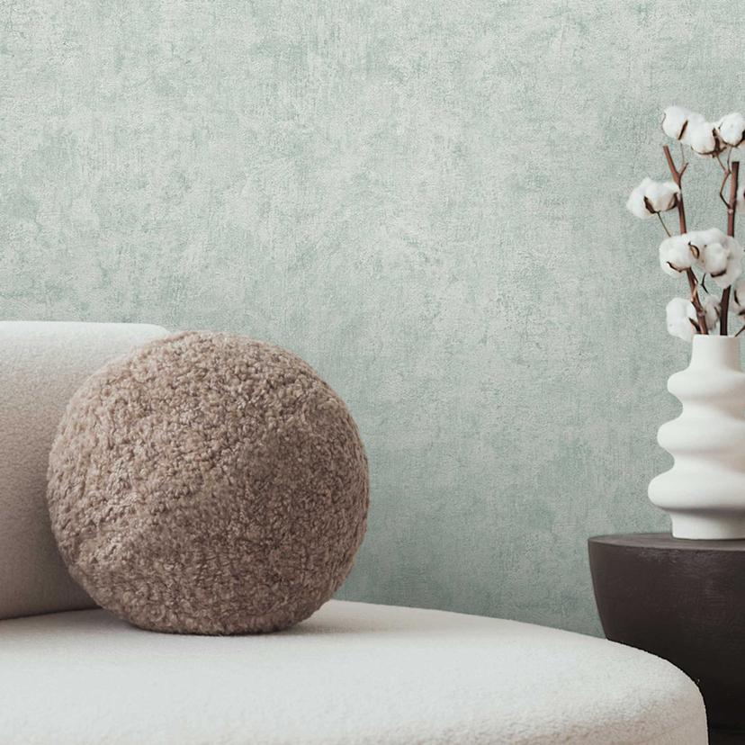 Papel pintado aspecto hormigón verde claro gris - papel pintado moderno con textura aspecto yeso
