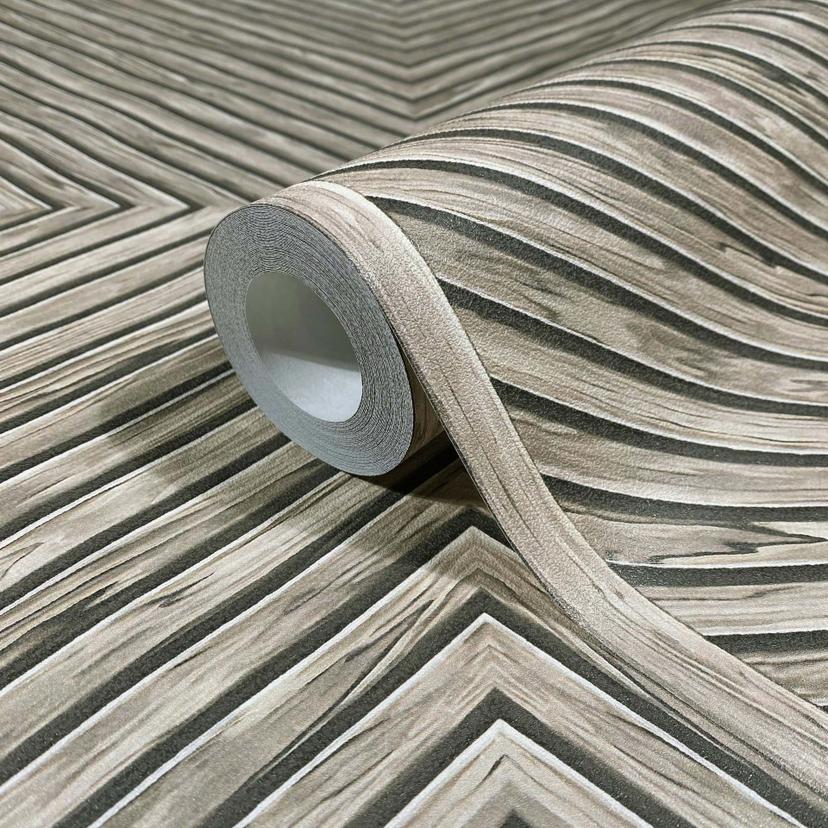 Carta da parati in tessuto non tessuto legno, aspetto geometrico del legno, casa di campagna opaca i