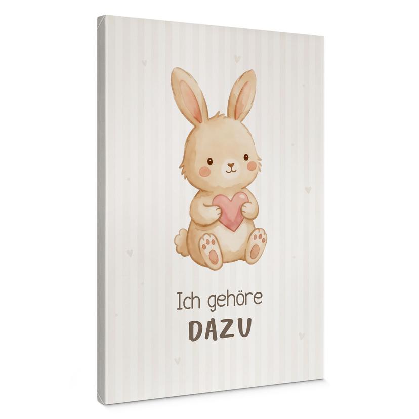 Leinwandbild mit Hase - Affirmation 'Ich gehöre dazu' für Kinder