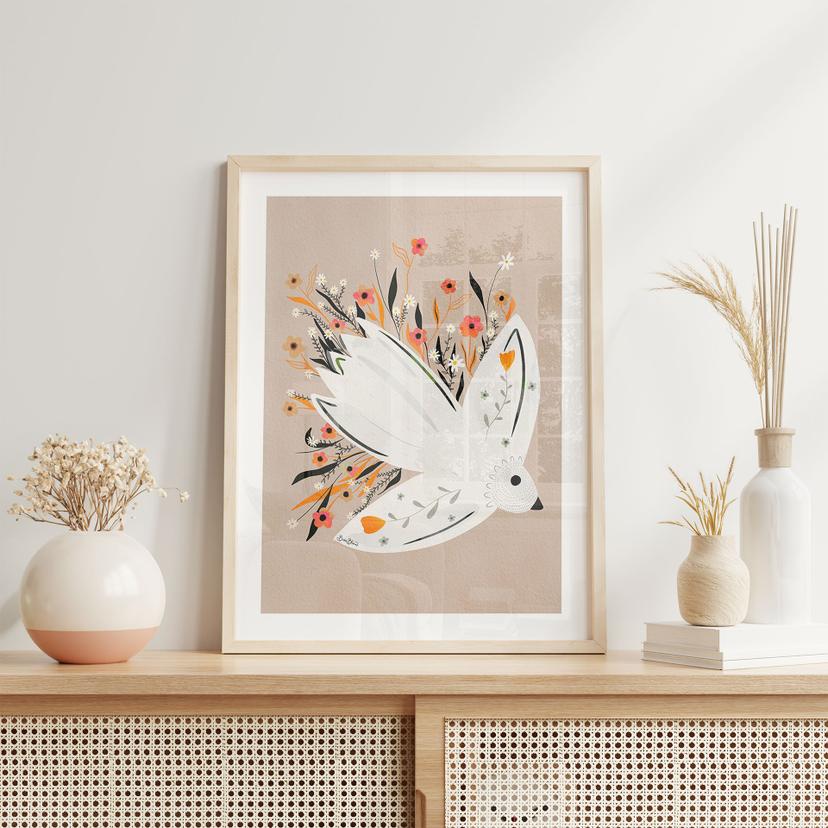 Poster Colomba della pace con piccoli fiori - Bloom