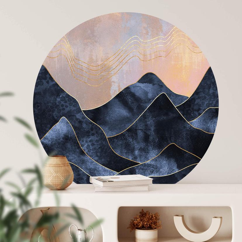 Fredriksson Wallsticker - Marmoreret bjergkæde - Rund