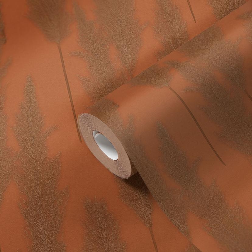 A.S. Création papel pintado con gramíneas #Hygge papel pintado no tejido metalizado, marrón