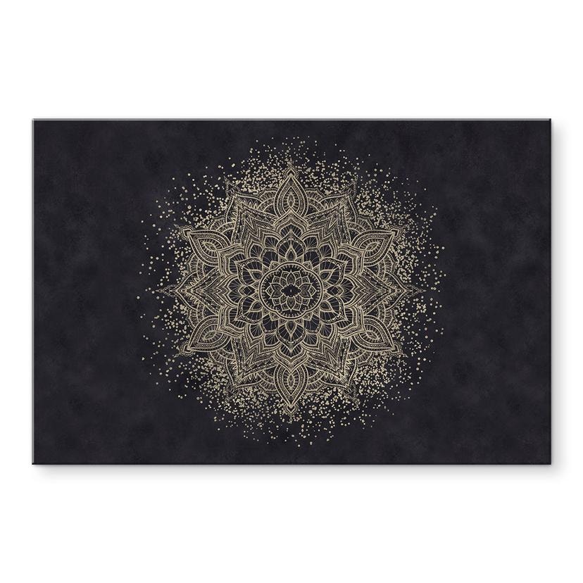Billede Elegant mandala i sort og guld - Bloomery Decor – print på aluminium (Alu-Dibond)