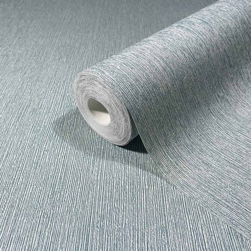 Non-woven tapet i textilutseende med strukturerad yta blå enfärgad
