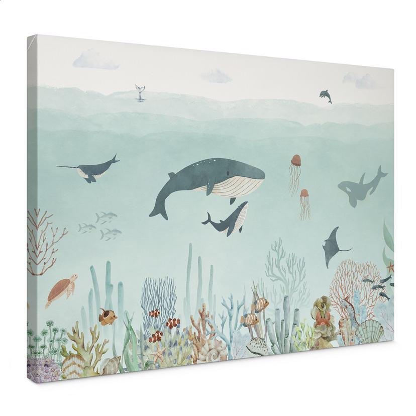 Canvasbillede Undervandseventyr med havdyr - Blå - Oliver Robins