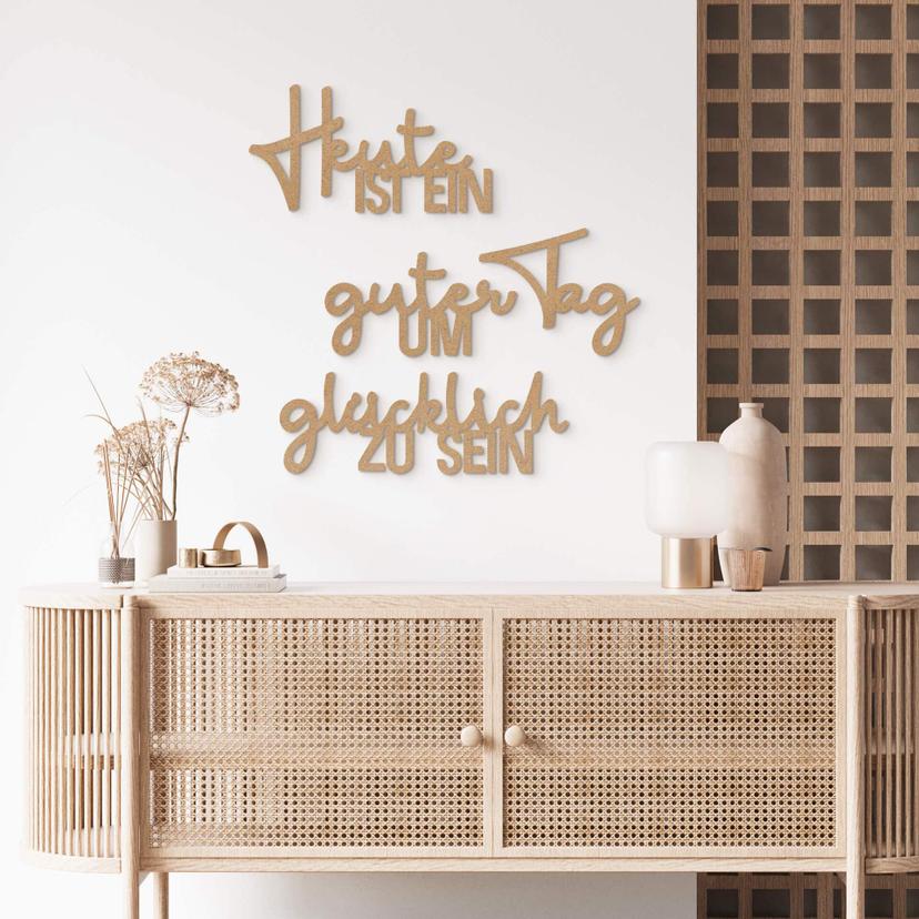 MDF-Deko 3D Schriftzug Heute ist ein guter Tag um glücklich zu sein - Natur