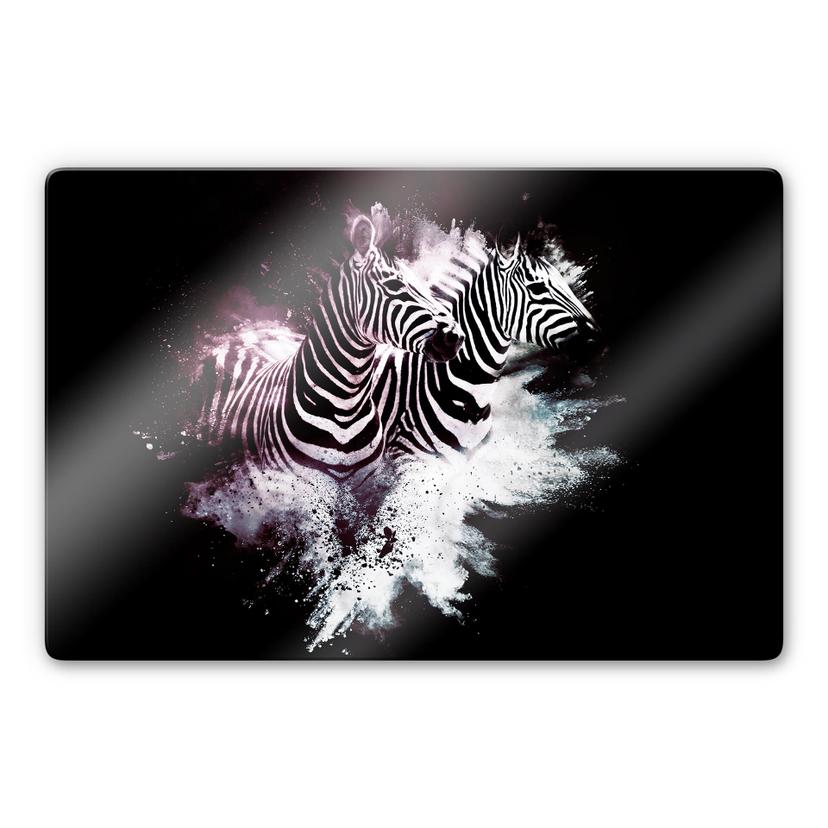 Glasschilderij Hugonnard - Twee Zebra's