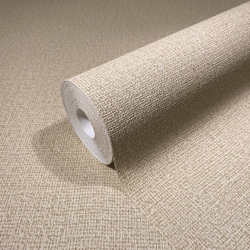 Non-woven Tekstil Tapet ensfarvet beige Tekstur