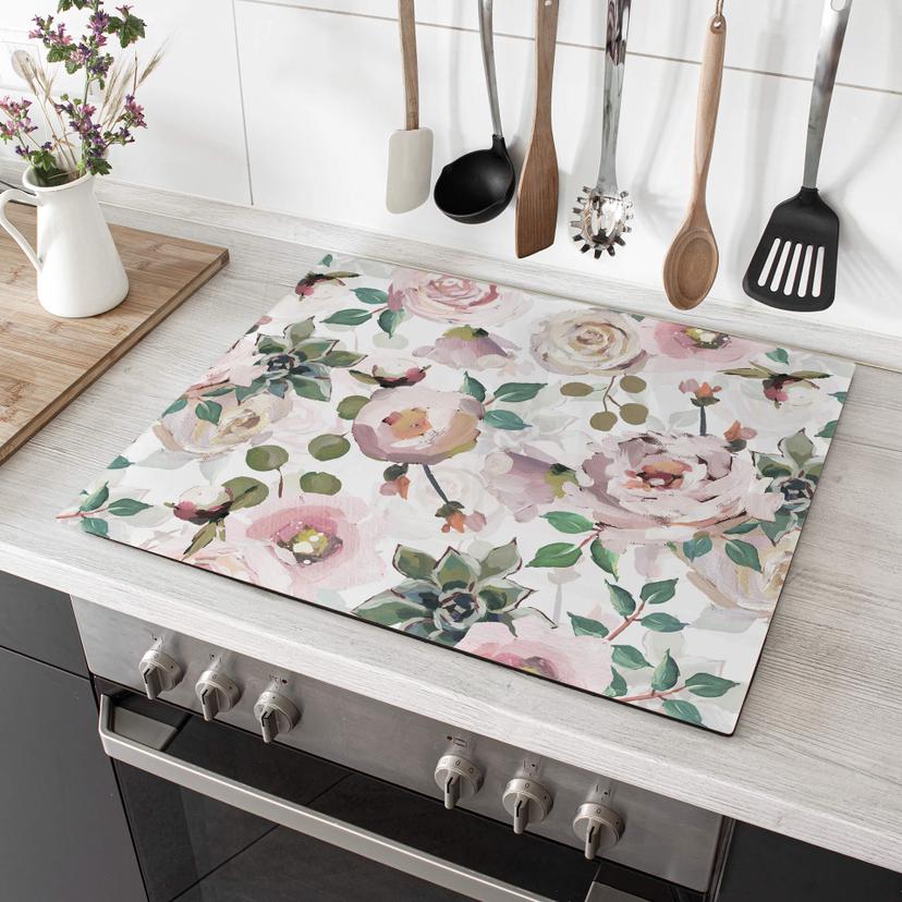 Piastre copri-fornelli UN Designs - Fiori rosa