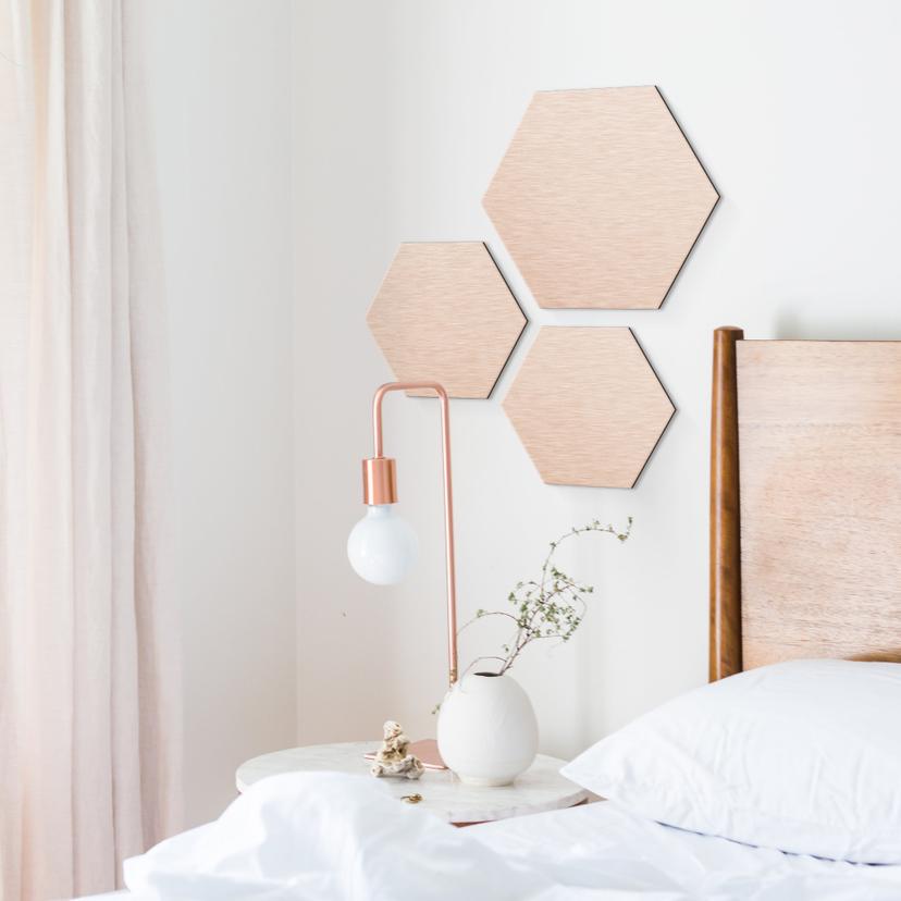 Hexagone - Alu-Dibond-Effet cuivré (Set de 3)