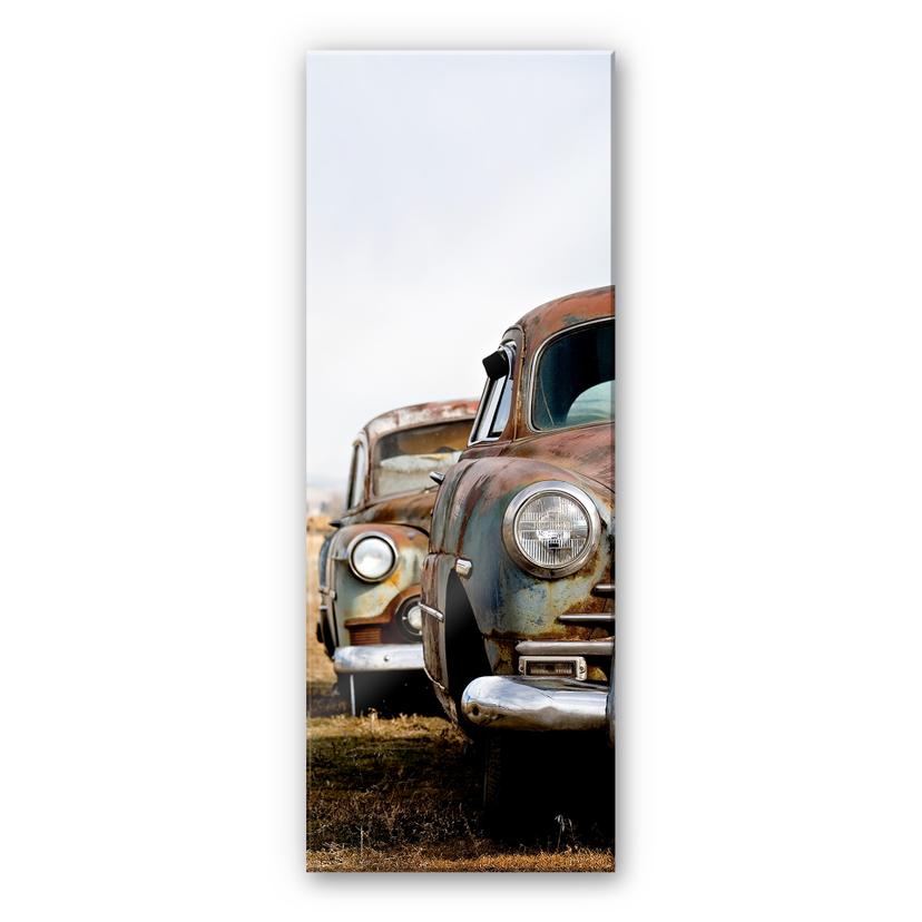 Tableau en verre acrylique Old rusted Cars - Panorama