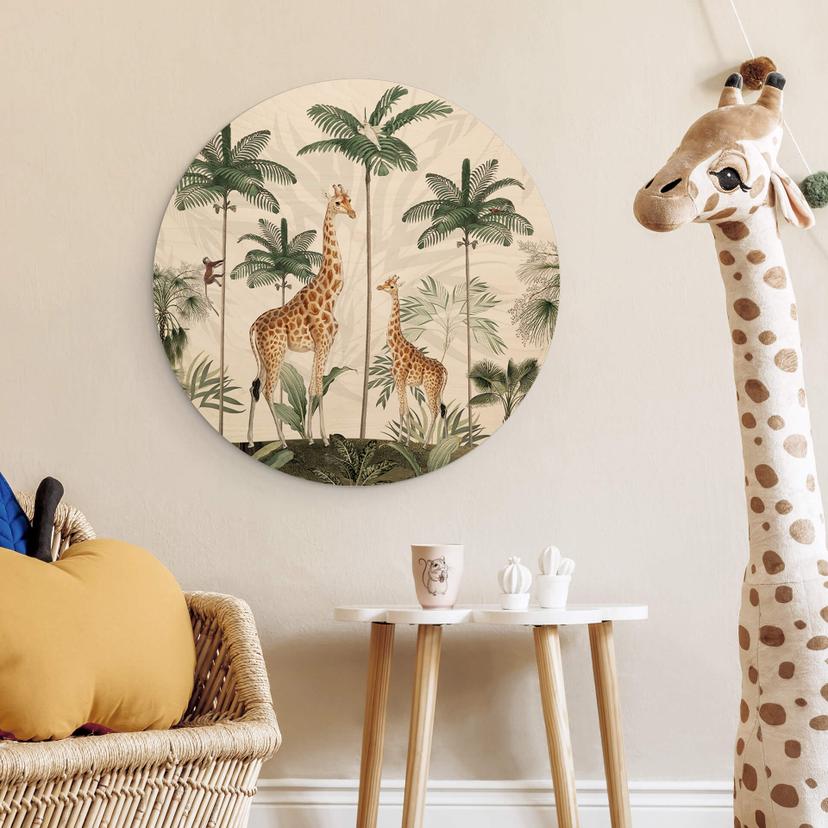 Stampa su legno Kikki Belle - Giraffe - tondo