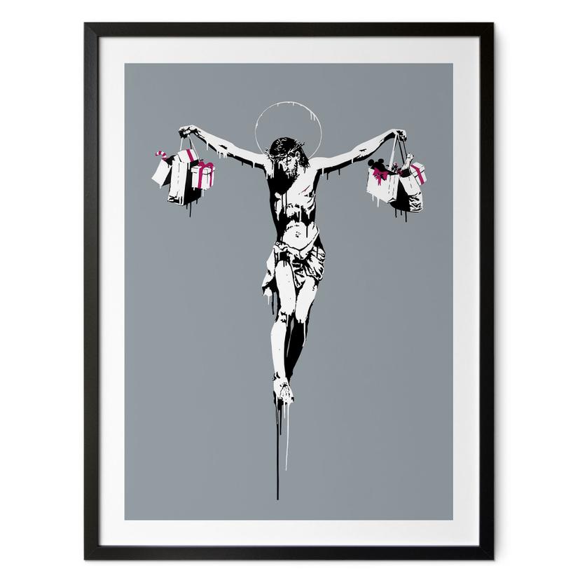 Plakat Banksy - Jesus Kristus med indkøbsposer