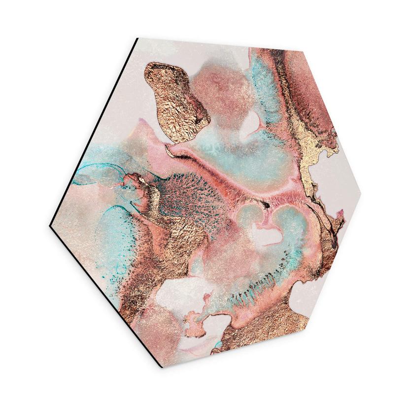 Hexagone - alu-Dibond Fredriksson - Golden ink with nuances in rosé