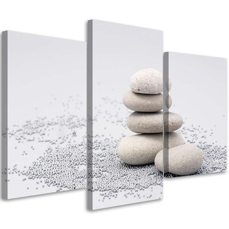3-delt lærredstryk Stones Zen Beige