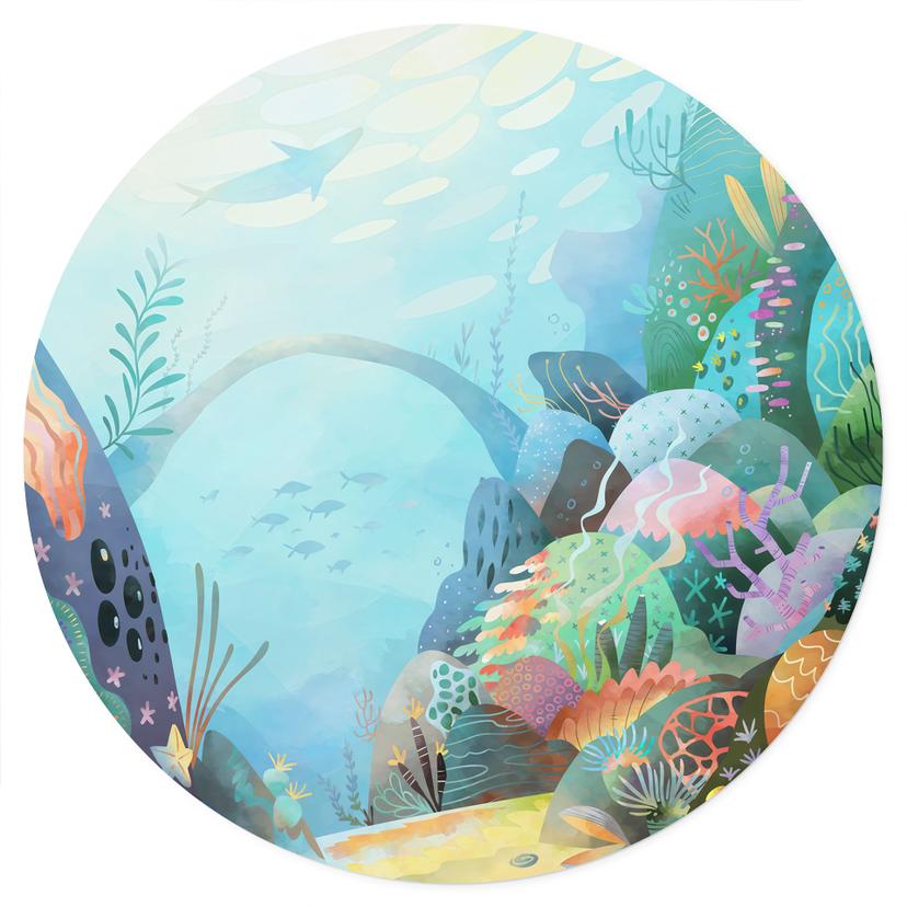 Adesivo murale sulla barriera corallina nella laguna blu - DigitalArtsi - Rotondo