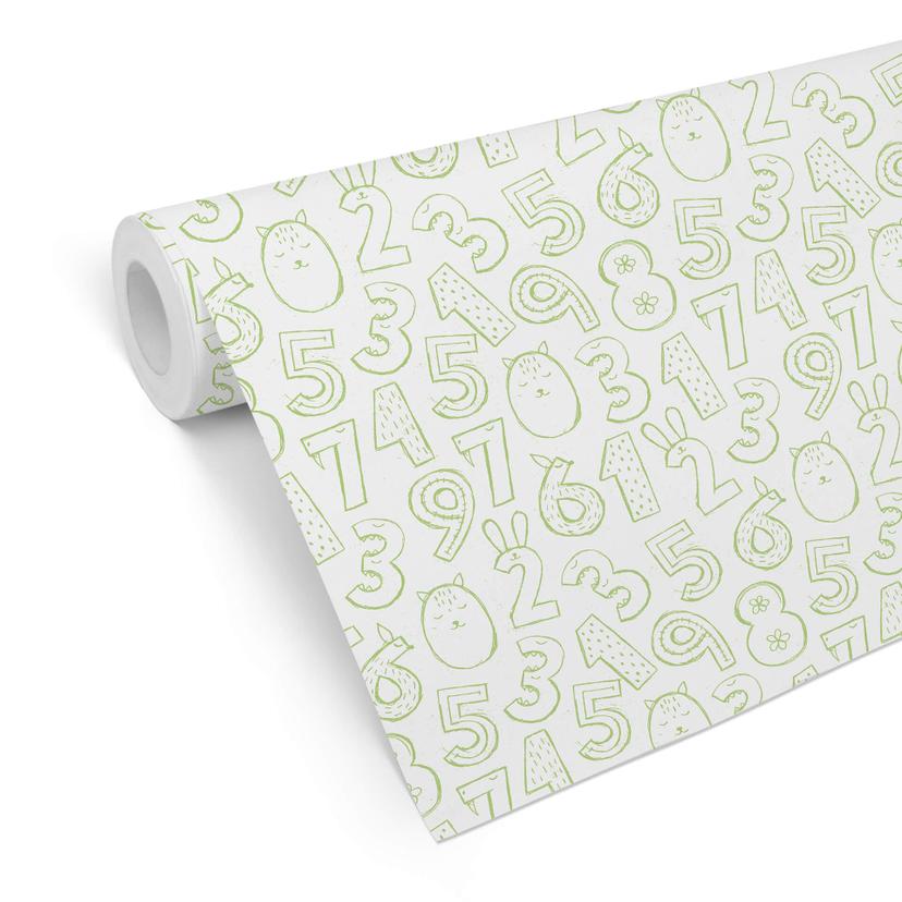 Papier peint à motifs Chiffres 1x1 - vert