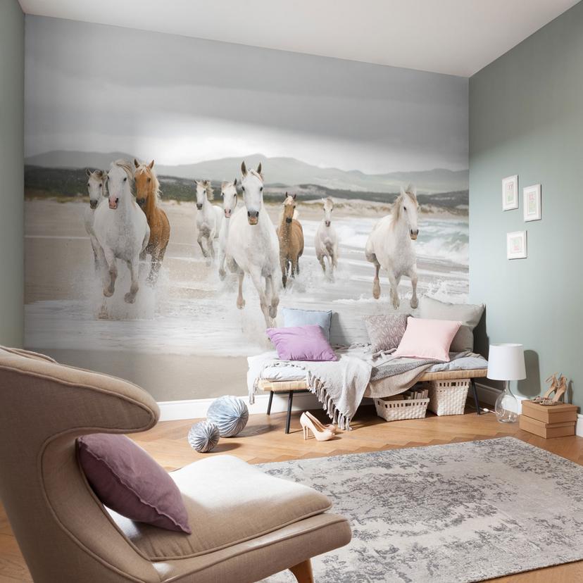 Fotobehang Papierbehang White Horses