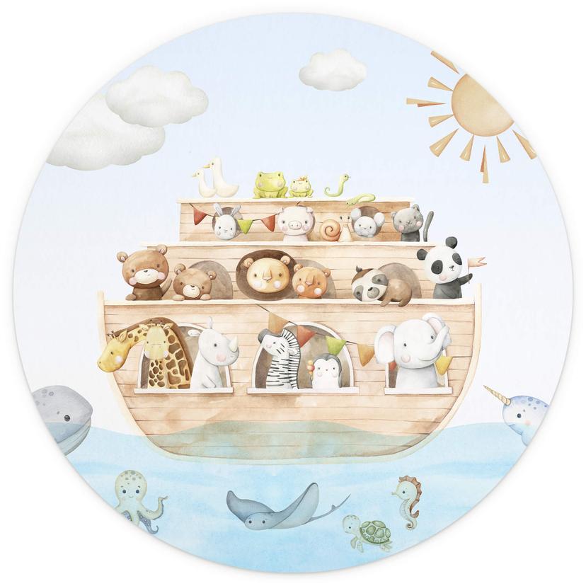 Oliver Robins fototapet för babyrum - Noahs ark - rund - non-woven tapet/självhäftande non-woven tap