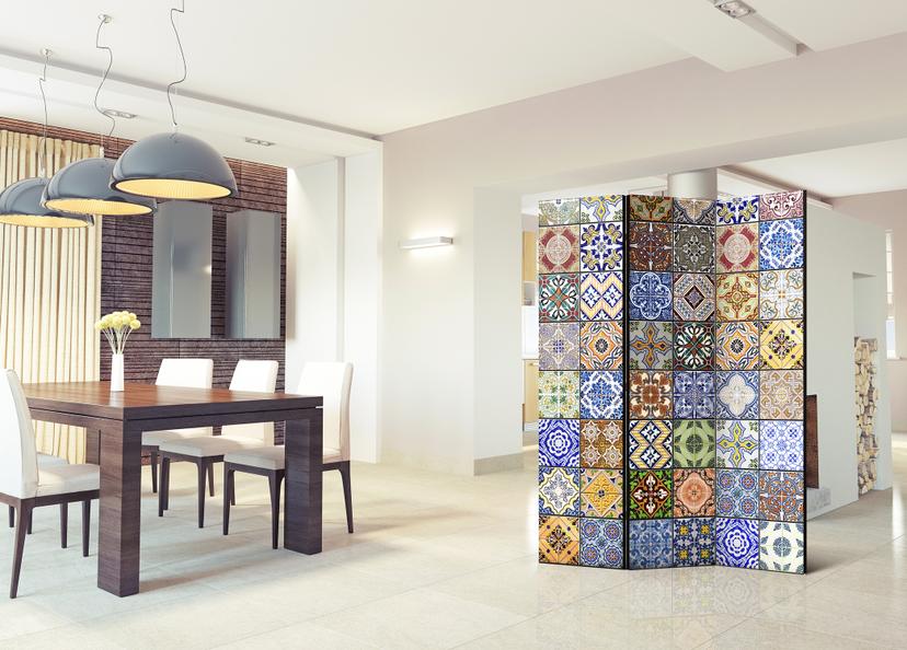 Schermo divisorio - Mosaico di colori, 3 pezzi - 135x172 cm