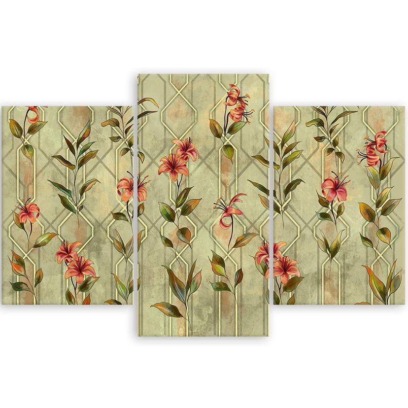 Stampa su tela 3 pezzi Fiore giallo Lilia