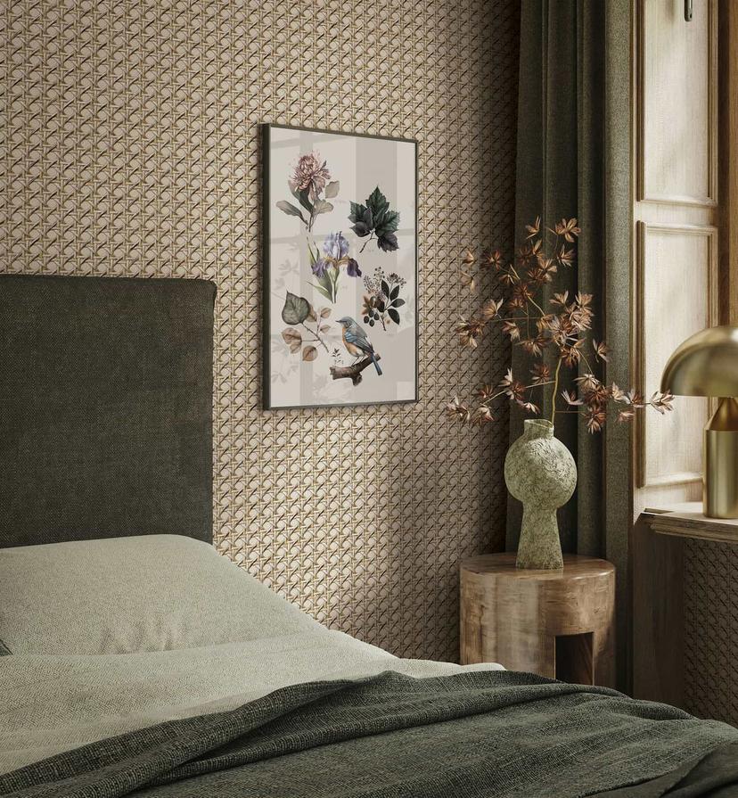 Vliestapete in Holzoptik und Flechtoptik beige Holzoptik