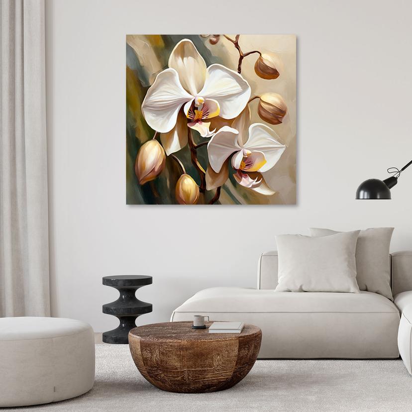 Leinwandbild Beige gemalte Orchidee