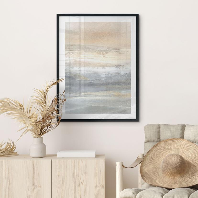 Poster Paesaggio grigio-oro di pennellate - Hobday