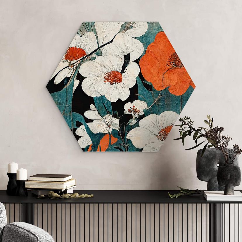 Hexagon Dibond Treechild - Asian Flowers