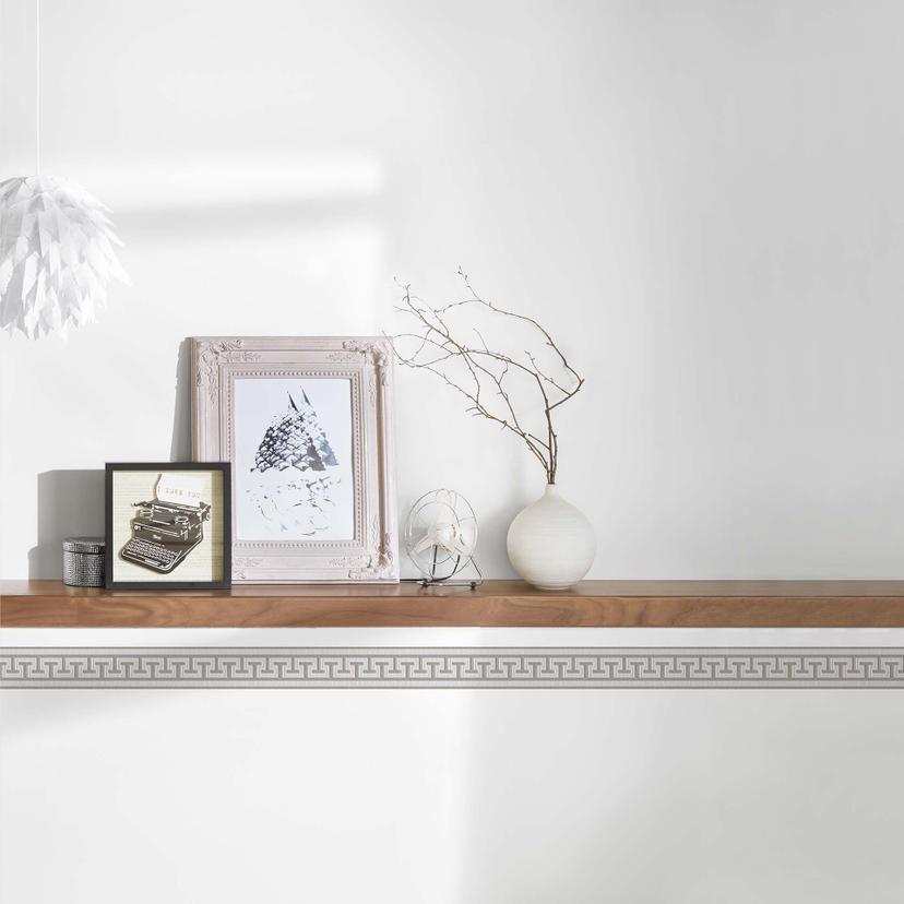 A.S. Création selbstklebende Bordüre Only Borders Mäander beige, grau, metallic