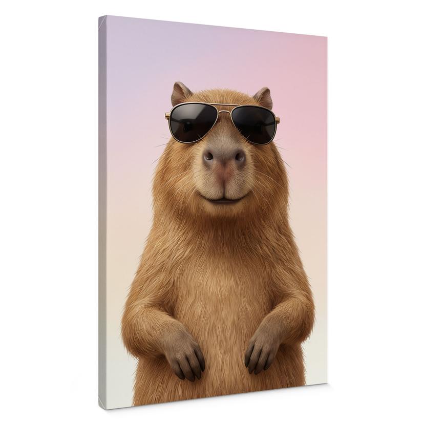 Canvasbillede cool kapivar med solbriller