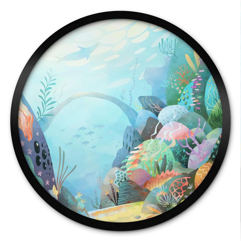 Plakat koralrev i blå lagune - DigitalArtsi - Round