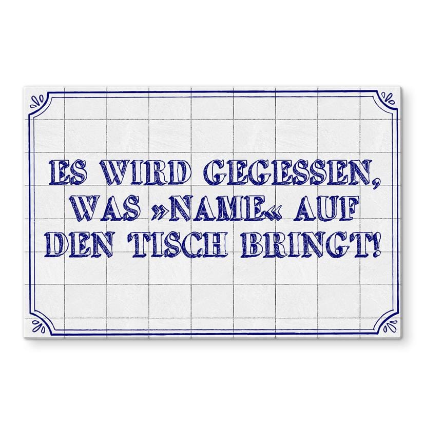 Pannello paraschizzi Es wird gegessen + Nome