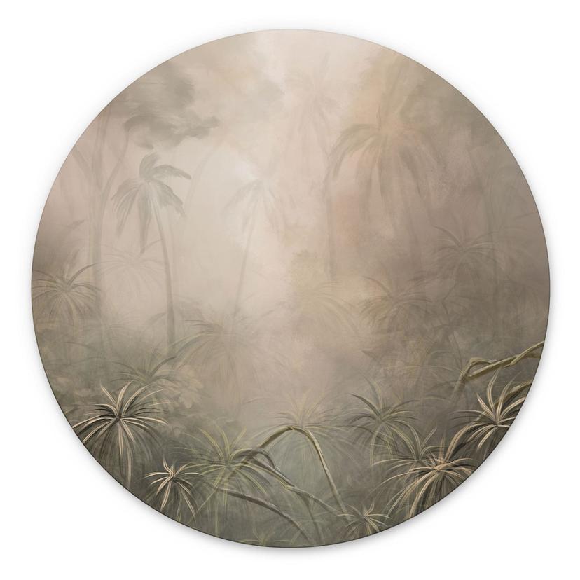 Mystiek regenwoud in de mist - Ms Tiff - Alu-Dibond Rond