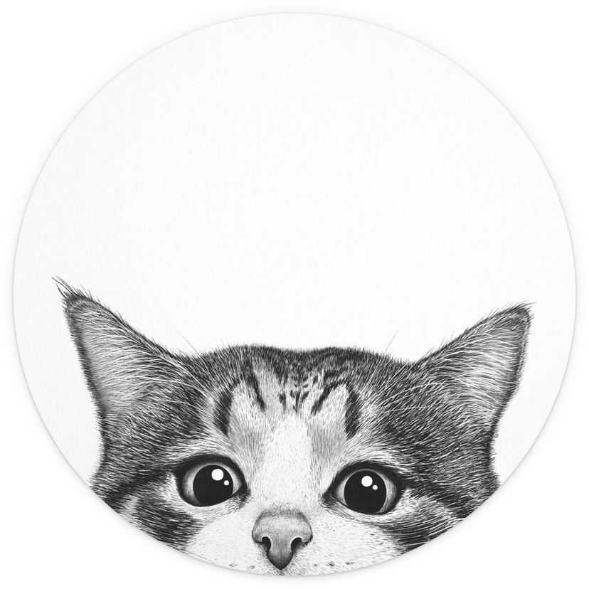 Fototapete Neugierige Katze - Korenkova - Rund - Selbstklebend/Vlies