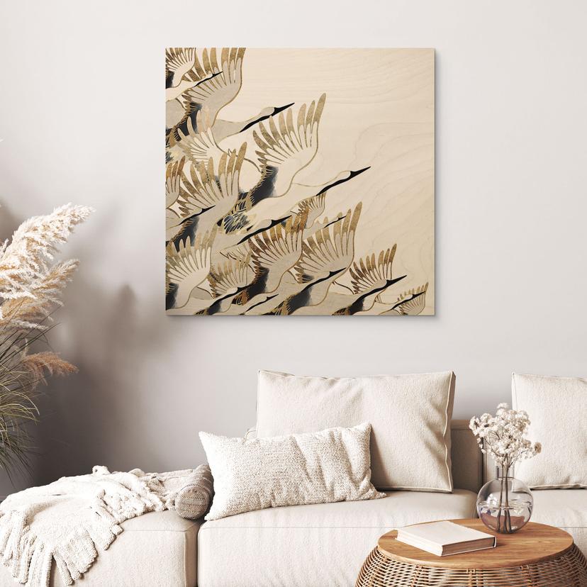 Gru volanti con stampa su legno - SpaceFrog Designs