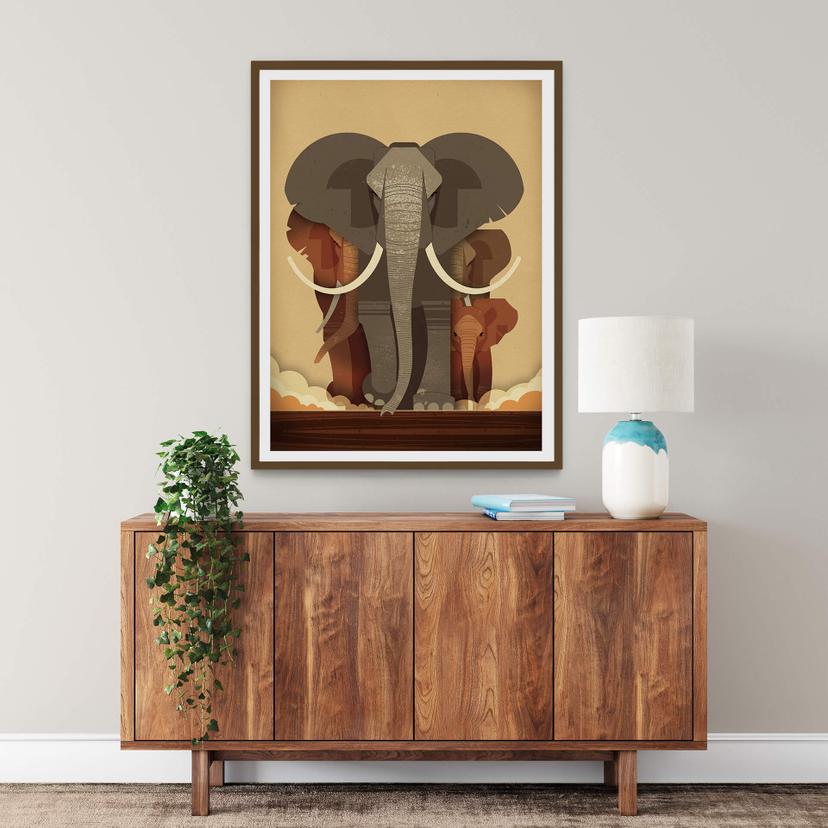 Poster Braun - Elefanti