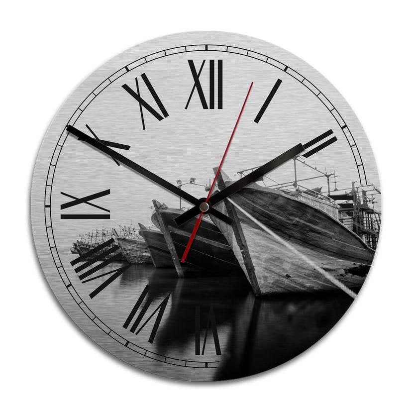 Horloge murale en Alu-Dibond - Argenté - Port