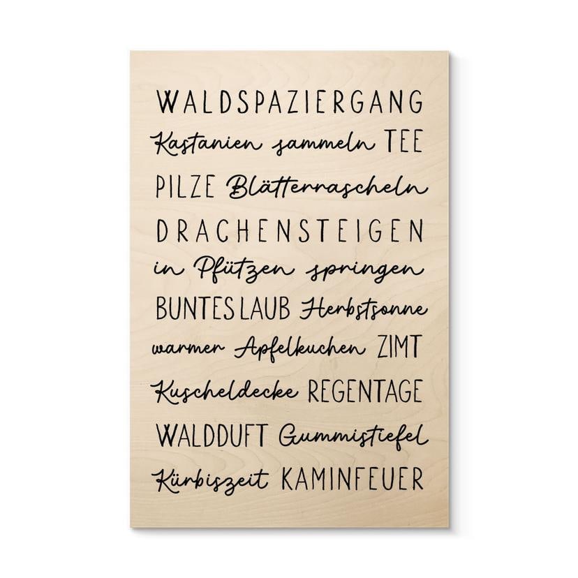 Holzbild Herbstliche Worte - Typografie