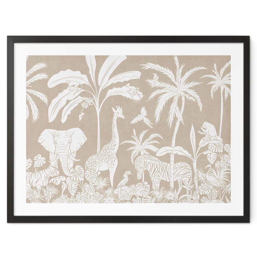 Póster Sueños de selva - La fauna africana en marrón - Kikki Belle