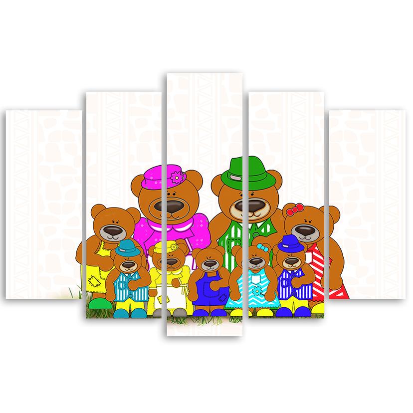 Stampa su tela 5 pezzi Cartone animato orsacchiotto colorato