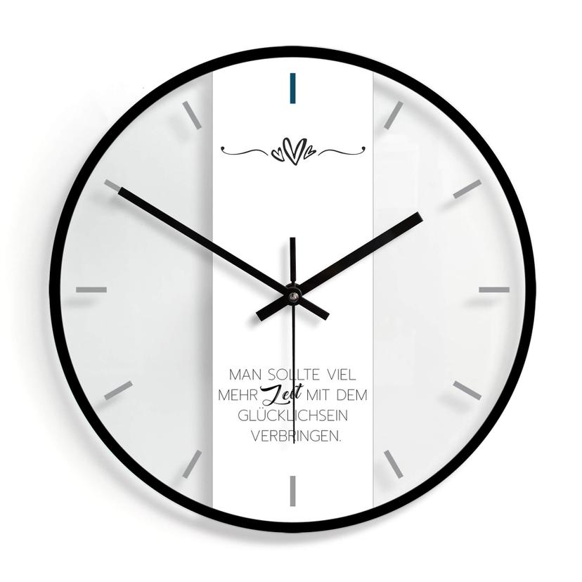 Wanduhr aus Glas - Man sollte viel mehr Zeit mit dem Glücklichsein verbringen 02 - Ø30 cm