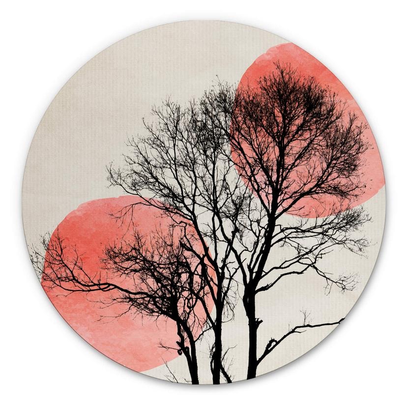 Alu-Dibond Rund - Kubistika - Sun and Moon – print på aluminium (Alu-Dibond)