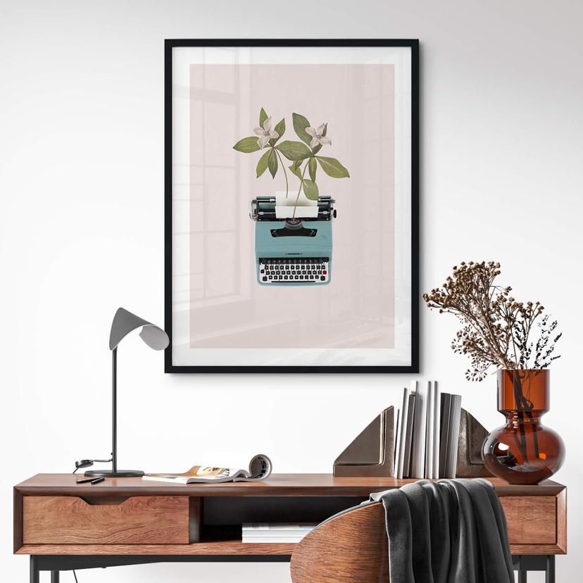 Poster Frida Floral Studio - Machine à écrire botanique