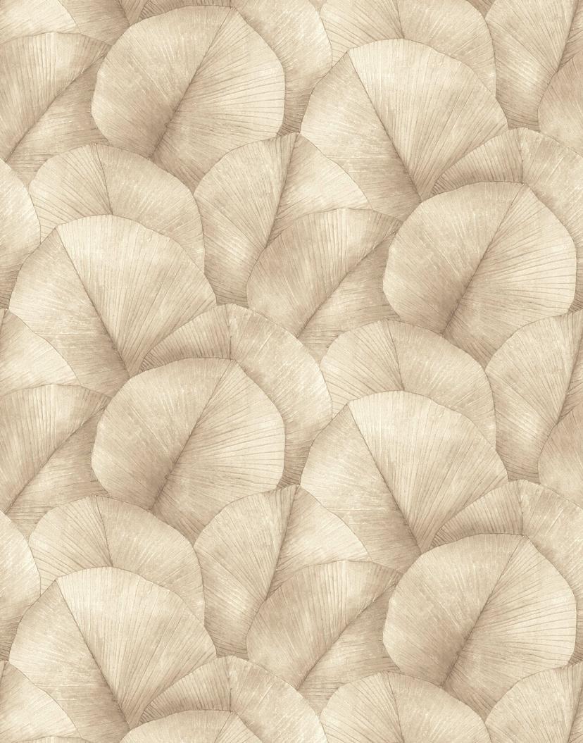 Carta da parati Kumano con motivi floreali beige