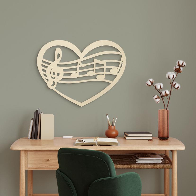Arte en madera de álamo - Música corazón