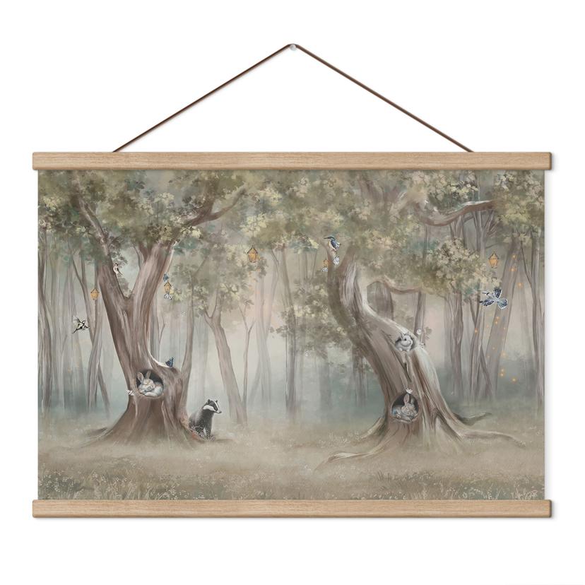 Textielposter Schattige bosdieren tussen de bomen - Ms Tiff