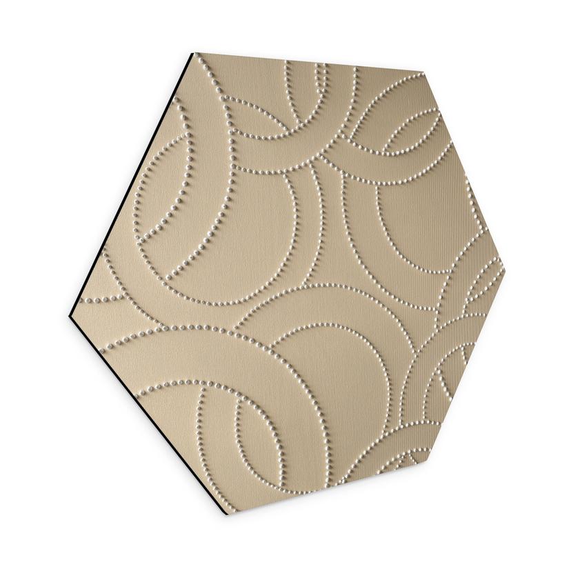 Sekskantet billede Abstrakte ringe beige - Grande - Alu-Dibond